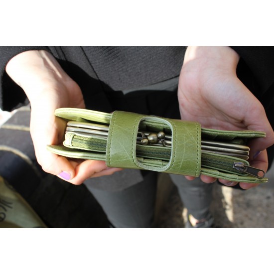 Big Fat Ex Large Wallet Apple Green Leather